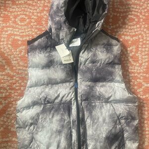 Gray and Black Tie-Dye Puffer Vest